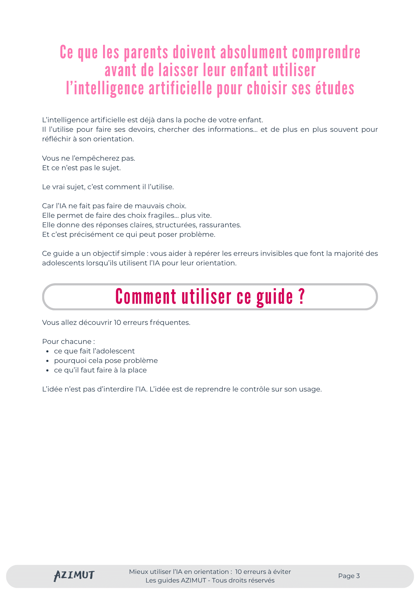 10 erreurs avec l’IA en orientation - comment utiliser ce guide ?