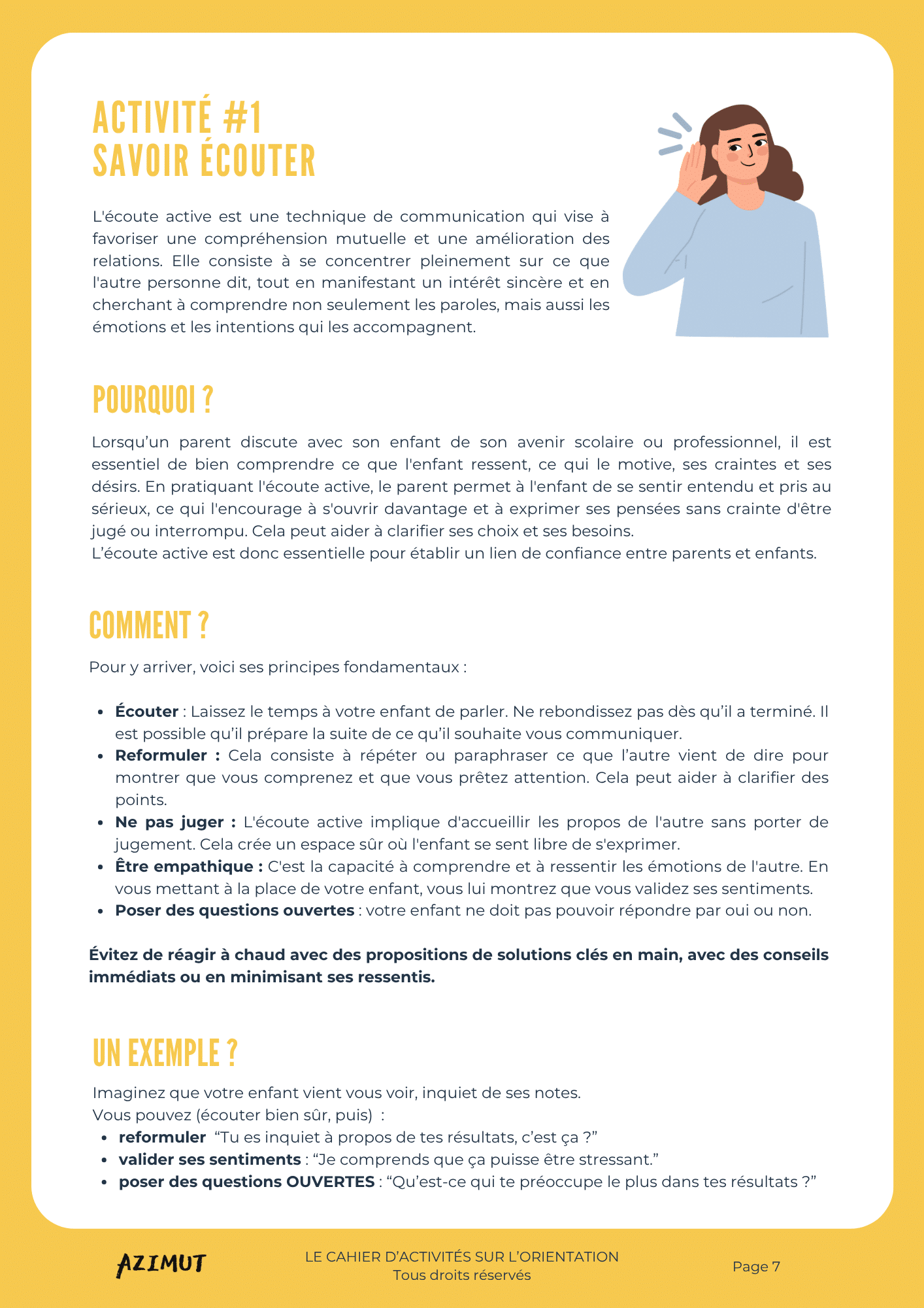 savoir écouter activité 1 page 1