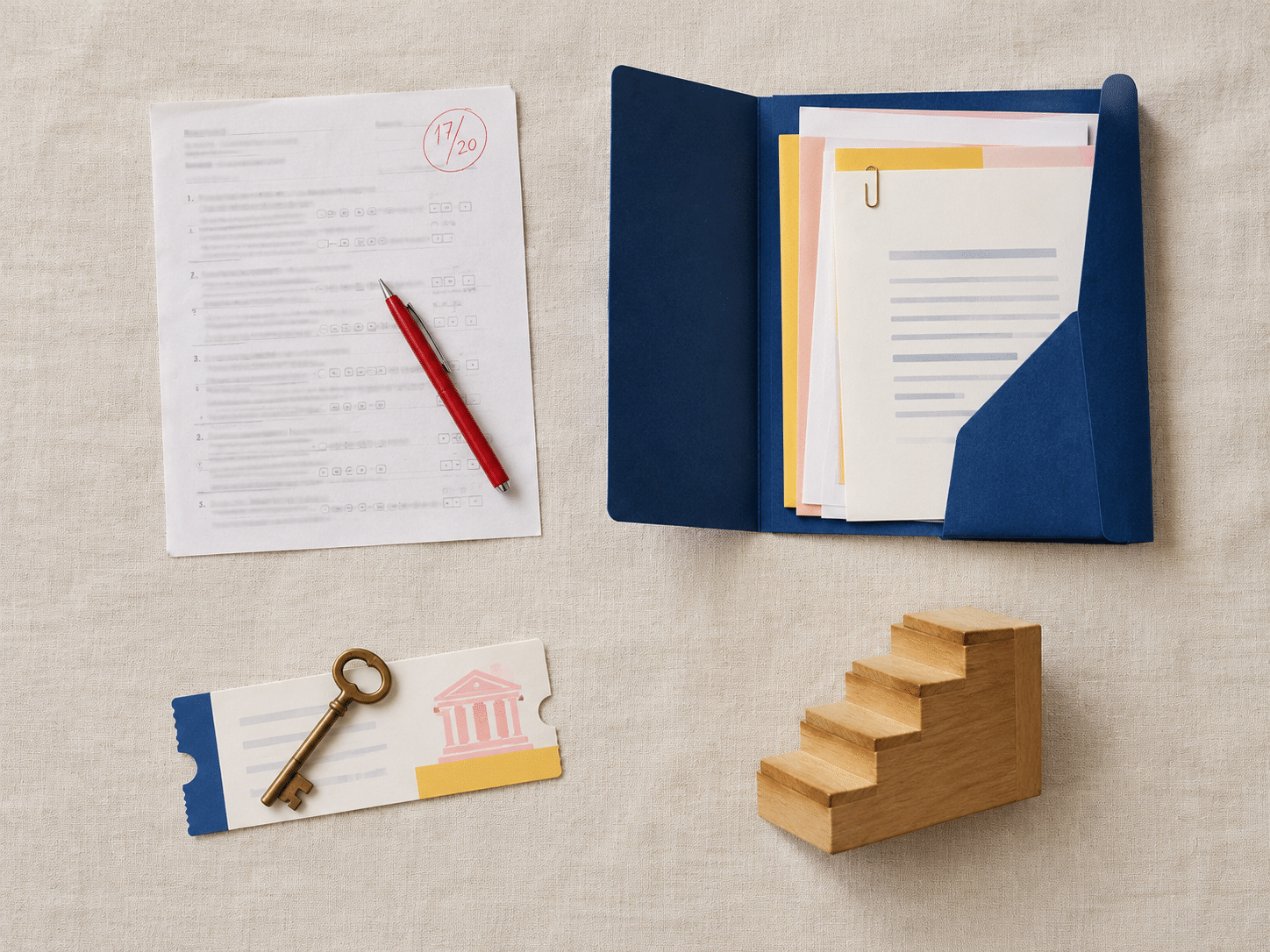 Infographie des 4 modèles d'admission post-bac dans le monde : barème national, dossier, accès libre, admissions en plusieurs tours